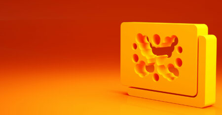 Yellow Rorschach test icon isolated on orange background. Psycho diagnostic inkblot test Rorschach. Minimalism concept. 3d illustration 3D render